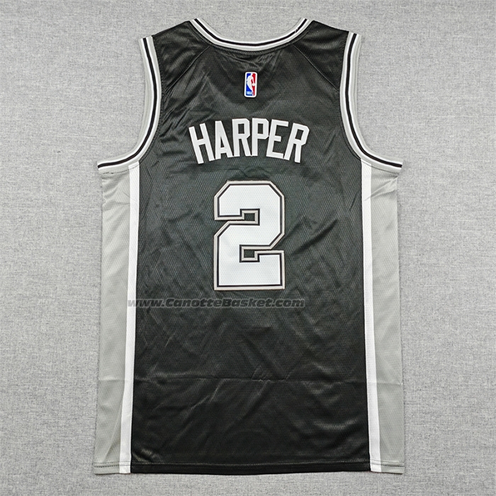 Maglia San Antonio Spurs Dylan Harper No 2 Icon 2025-26 Nero